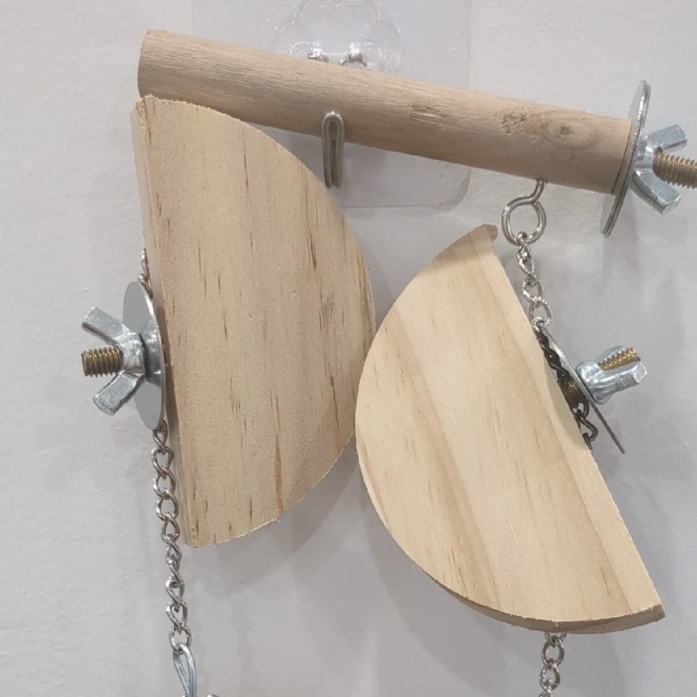 Natural Wood and Rope Bird Toy